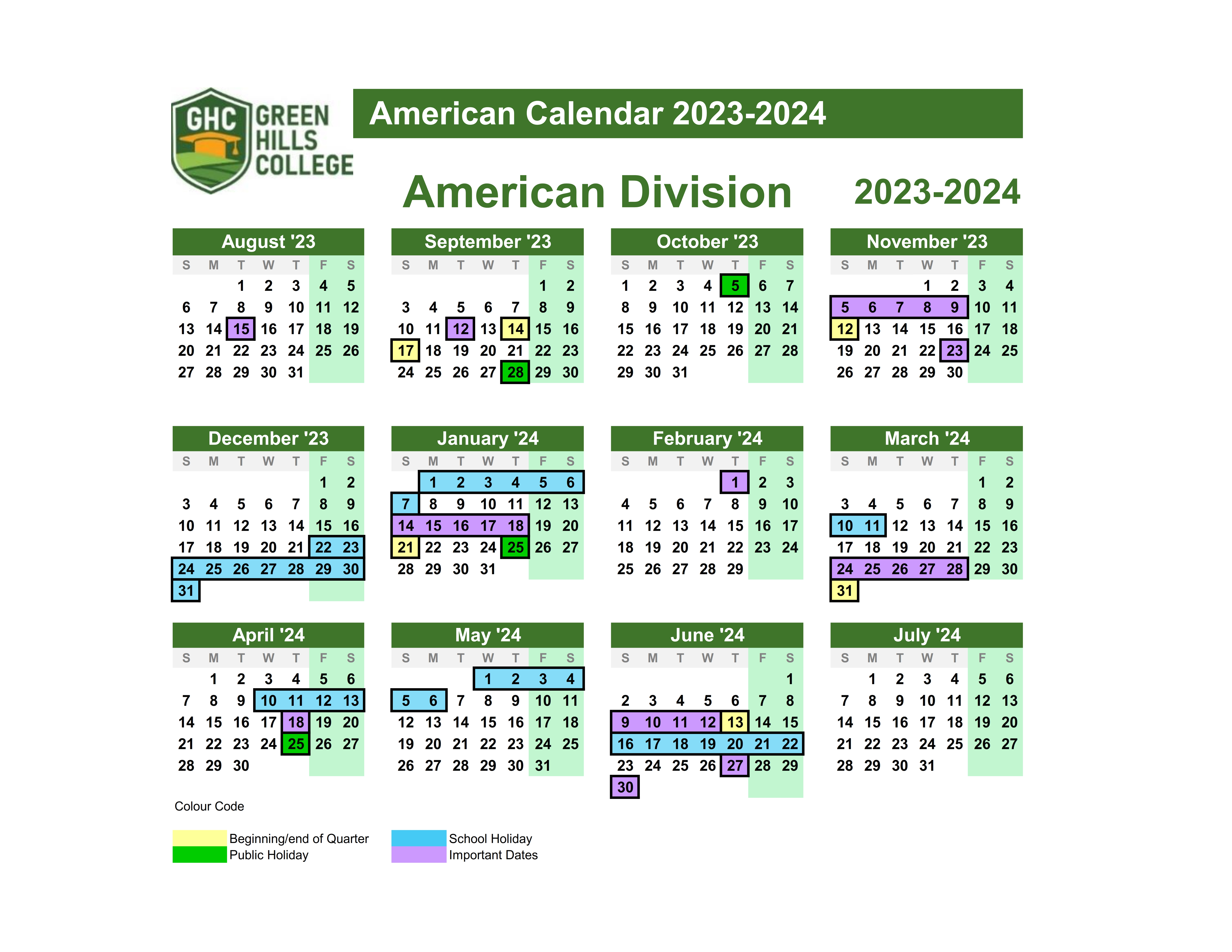 American Calendar